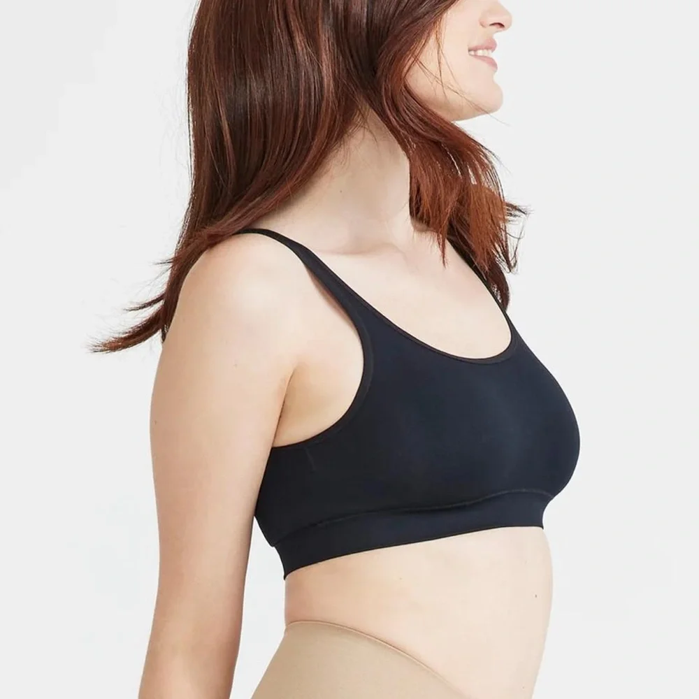 Yummie Bralette Tanya‎ Black Scoop Seamless Bra With Removable Cups 1X/2X